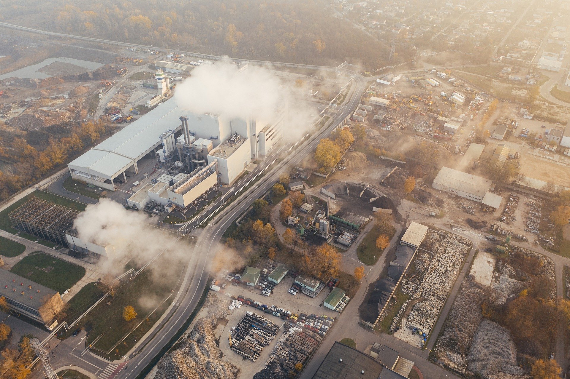 Aerial image of factories